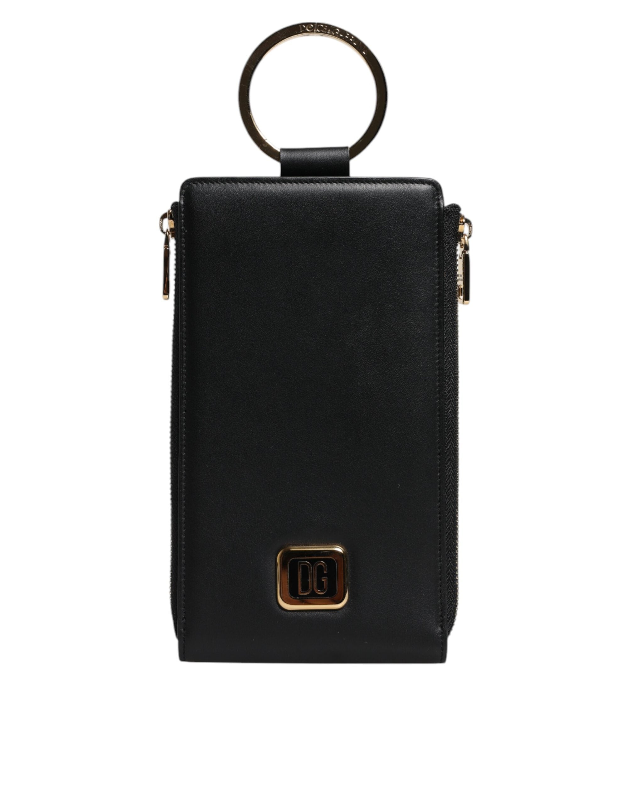 Dolce & Gabbana Portamonete Portacarte con Logo e Cinturino da Collo in Pelle Nera
