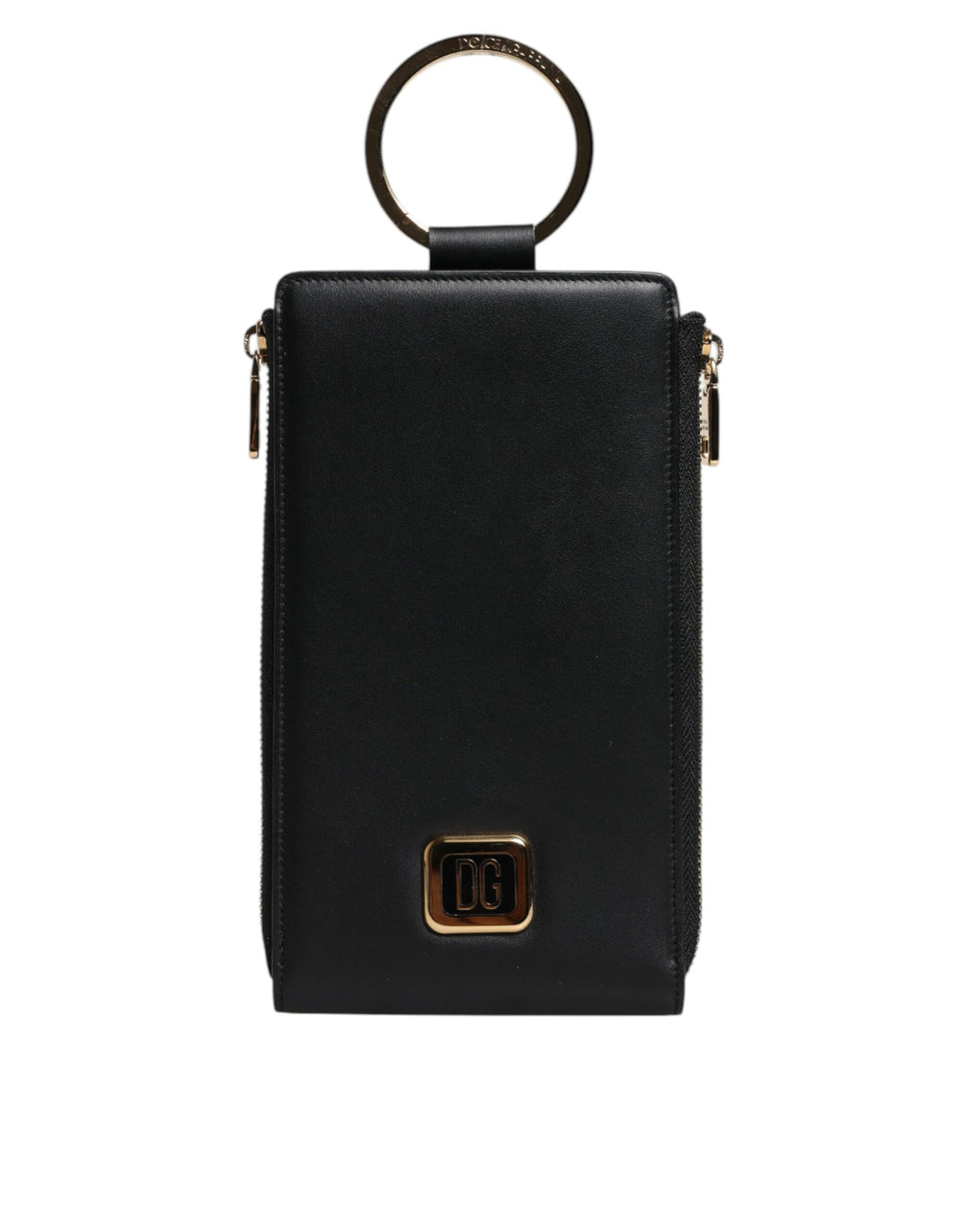 Dolce & Gabbana Portamonete Portacarte con Logo e Cinturino da Collo in Pelle Nera