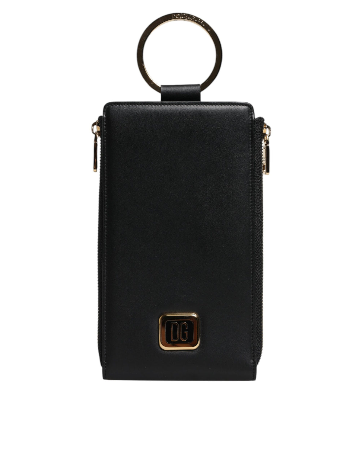 Dolce & Gabbana Portamonete Portacarte con Logo e Cinturino da Collo in Pelle Nera