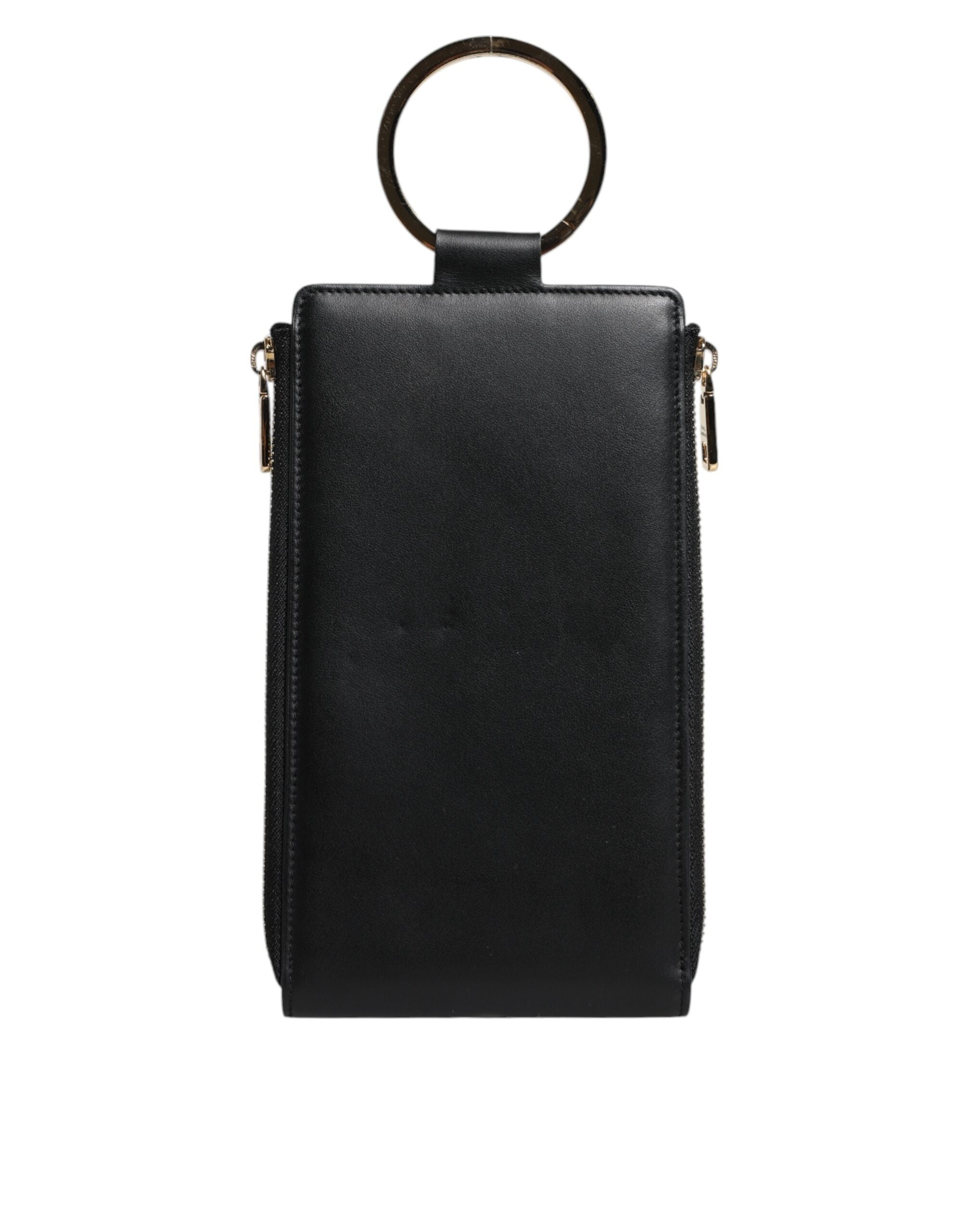 Dolce & Gabbana Portamonete Portacarte con Logo e Cinturino da Collo in Pelle Nera