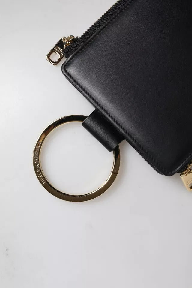 Dolce & Gabbana Portamonete Portacarte con Logo e Cinturino da Collo in Pelle Nera