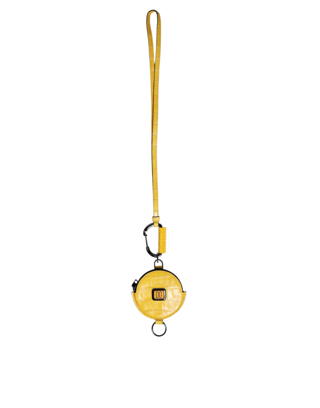 Dolce & Gabbana Portamonete Portacarte Giallo Rotondo in Pelle con Logo DG