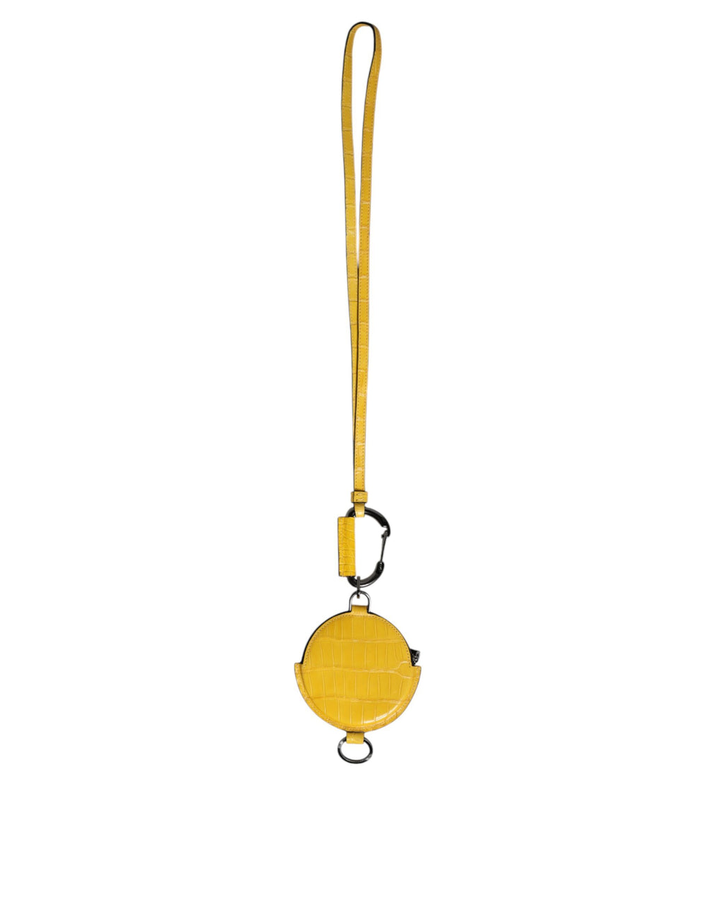 Dolce & Gabbana Portamonete Portacarte Giallo Rotondo in Pelle con Logo DG