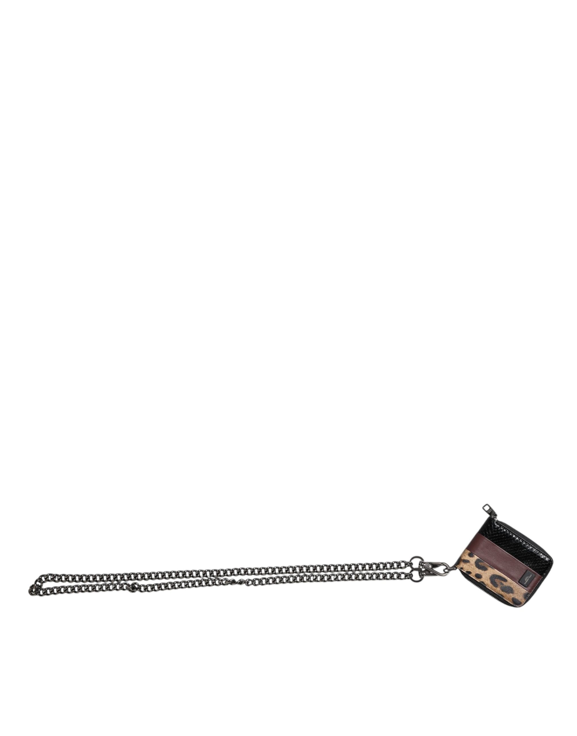 Portacarte Dolce & Gabbana DG bifold in pelle leopardata multicolore