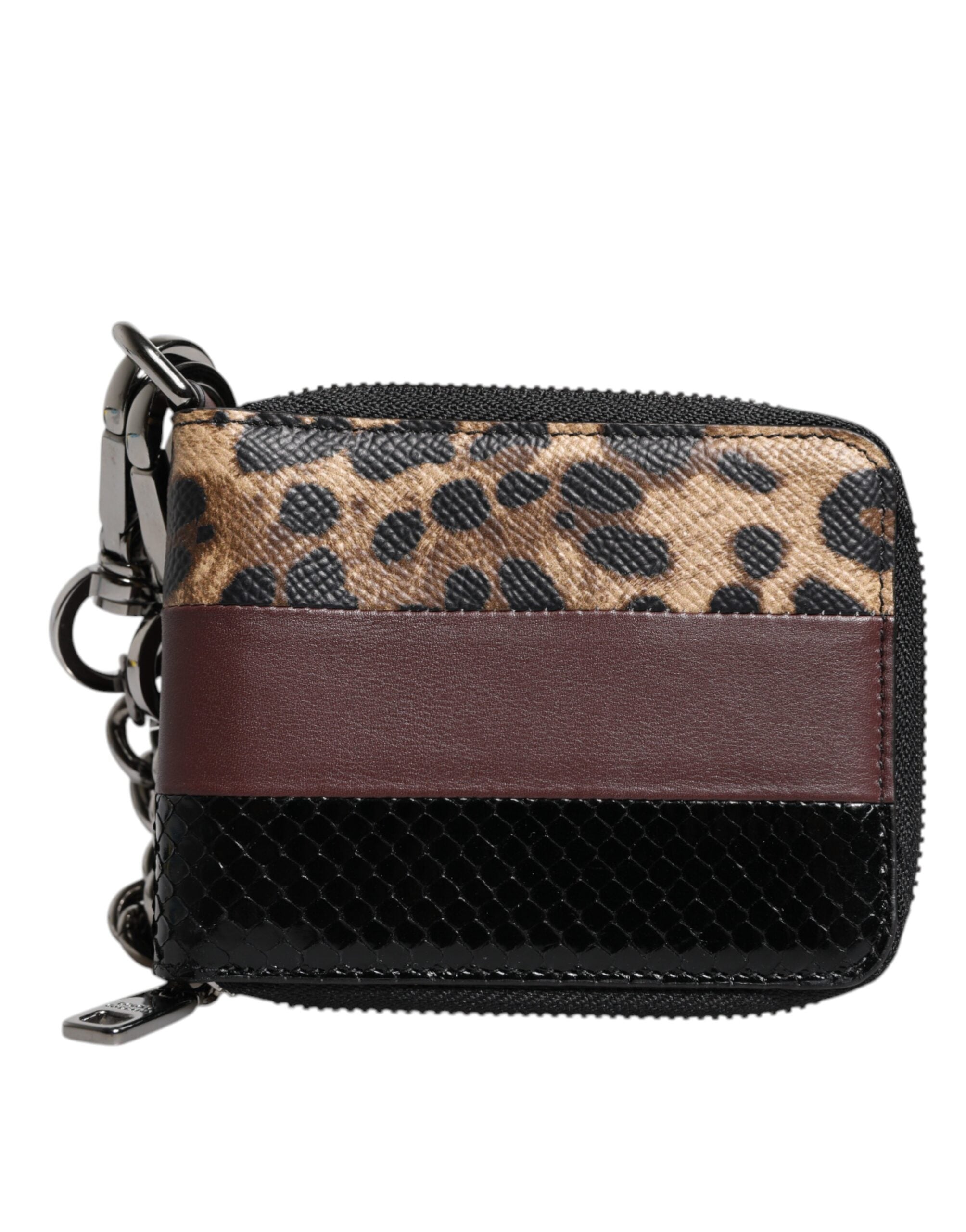 Portacarte Dolce & Gabbana DG bifold in pelle leopardata multicolore