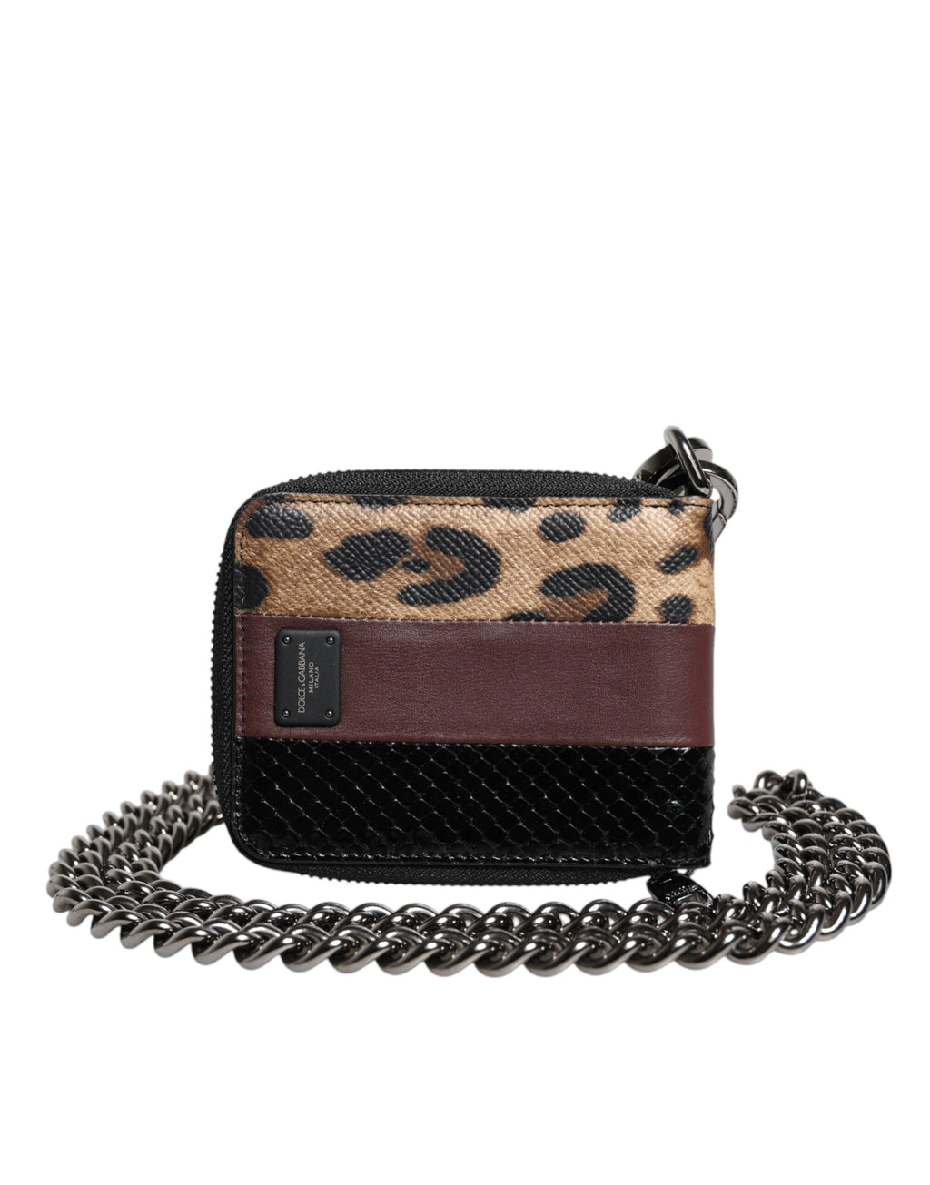Portacarte Dolce & Gabbana DG bifold in pelle leopardata multicolore