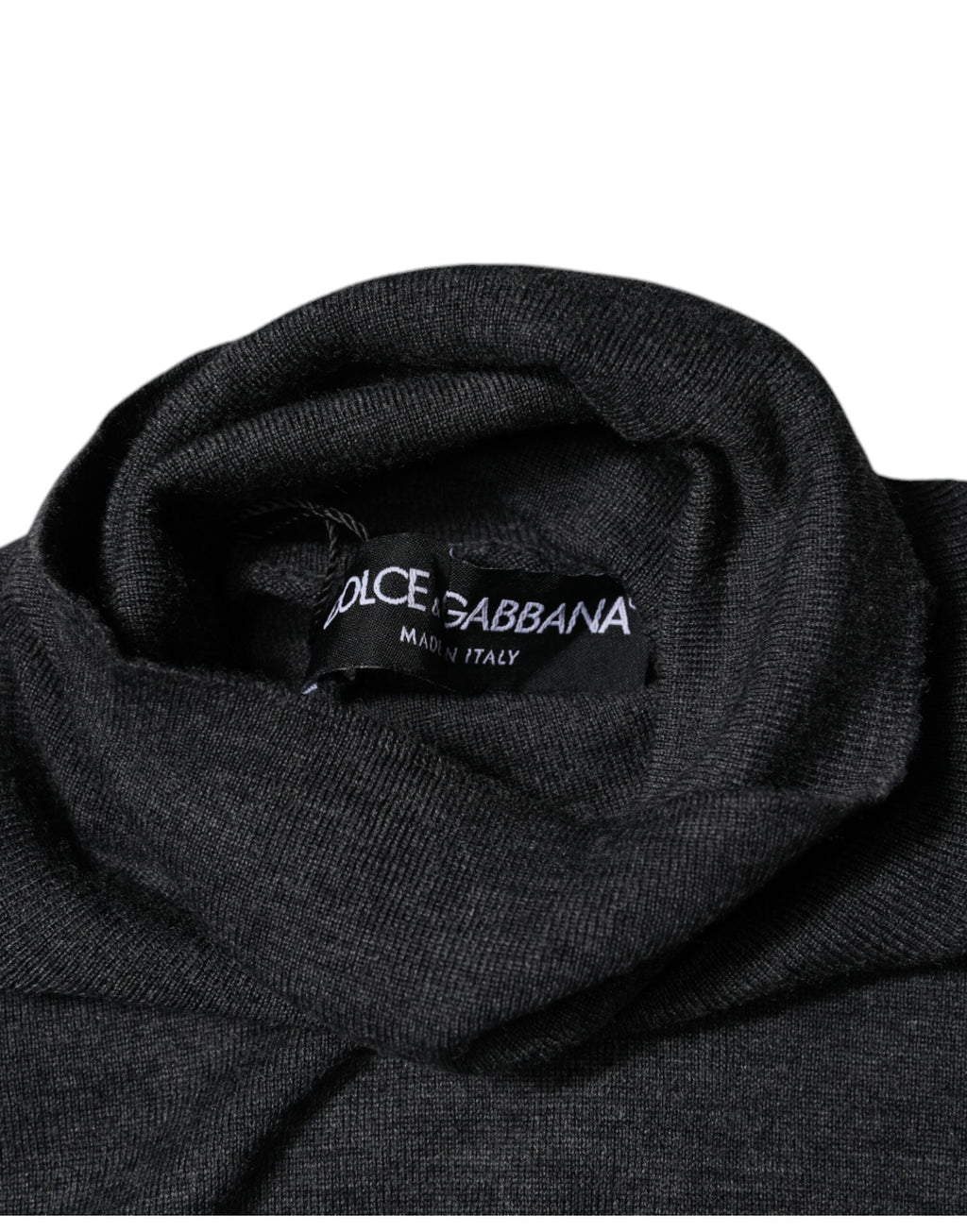 Dolce & Gabbana Maglione Dolcevita in Lana Grigia Lavorato a Maglia