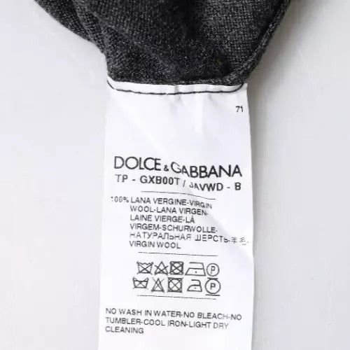 Dolce & Gabbana Maglione Dolcevita in Lana Grigia Lavorato a Maglia