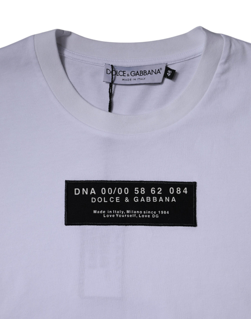 T-shirt girocollo in cotone bianco con stampa logo Dolce & Gabbana