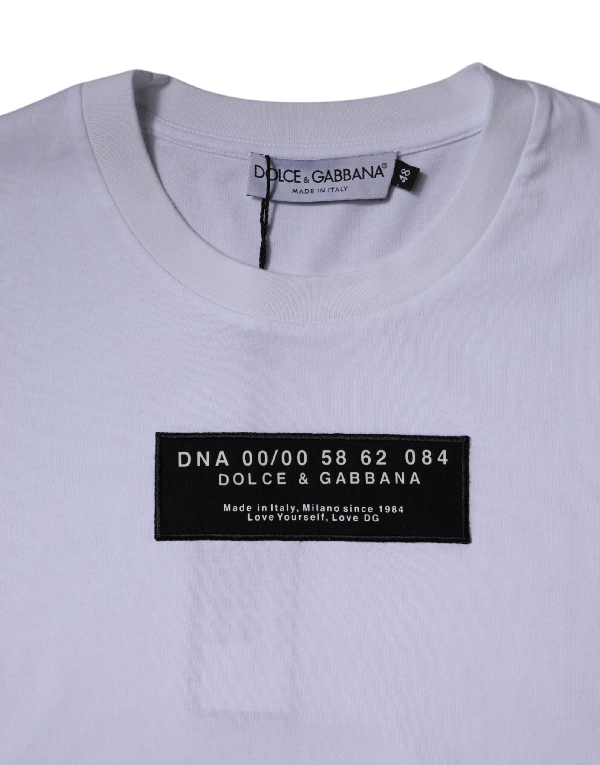 T-shirt girocollo in cotone bianco con stampa logo Dolce & Gabbana