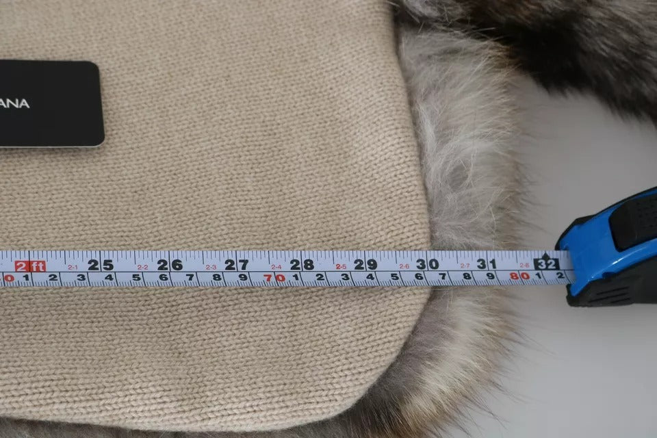 Sciarpa Dolce & Gabbana con collo in pelliccia di volpe marrone avvolgente