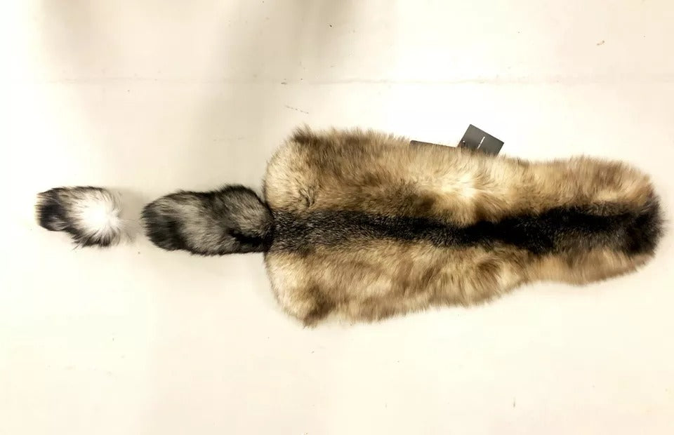 Sciarpa Dolce & Gabbana con collo in pelliccia di volpe marrone avvolgente