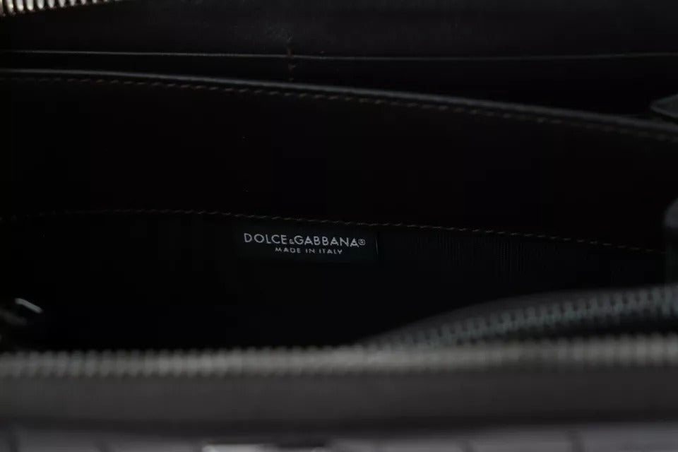 Portafoglio Continental con cerniera perimetrale Dolce & Gabbana in pelle esotica marrone
