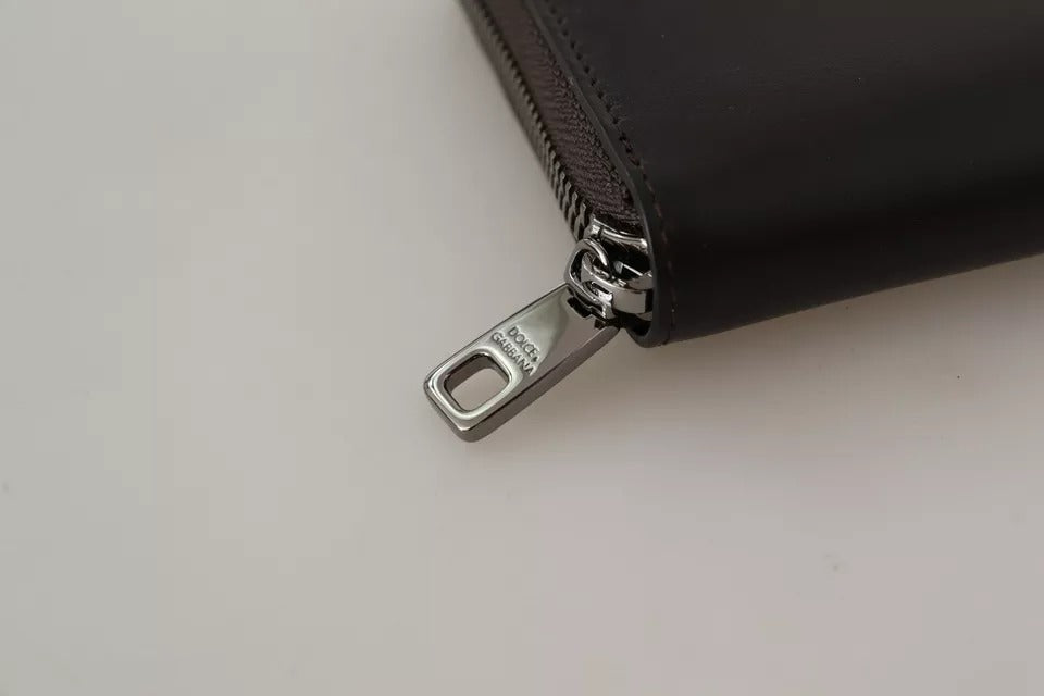 Portafoglio Continental con cerniera perimetrale Dolce & Gabbana in pelle esotica marrone