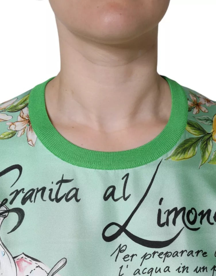 Dolce & Gabbana Maglione in seta verde Granita al limone a maniche lunghe