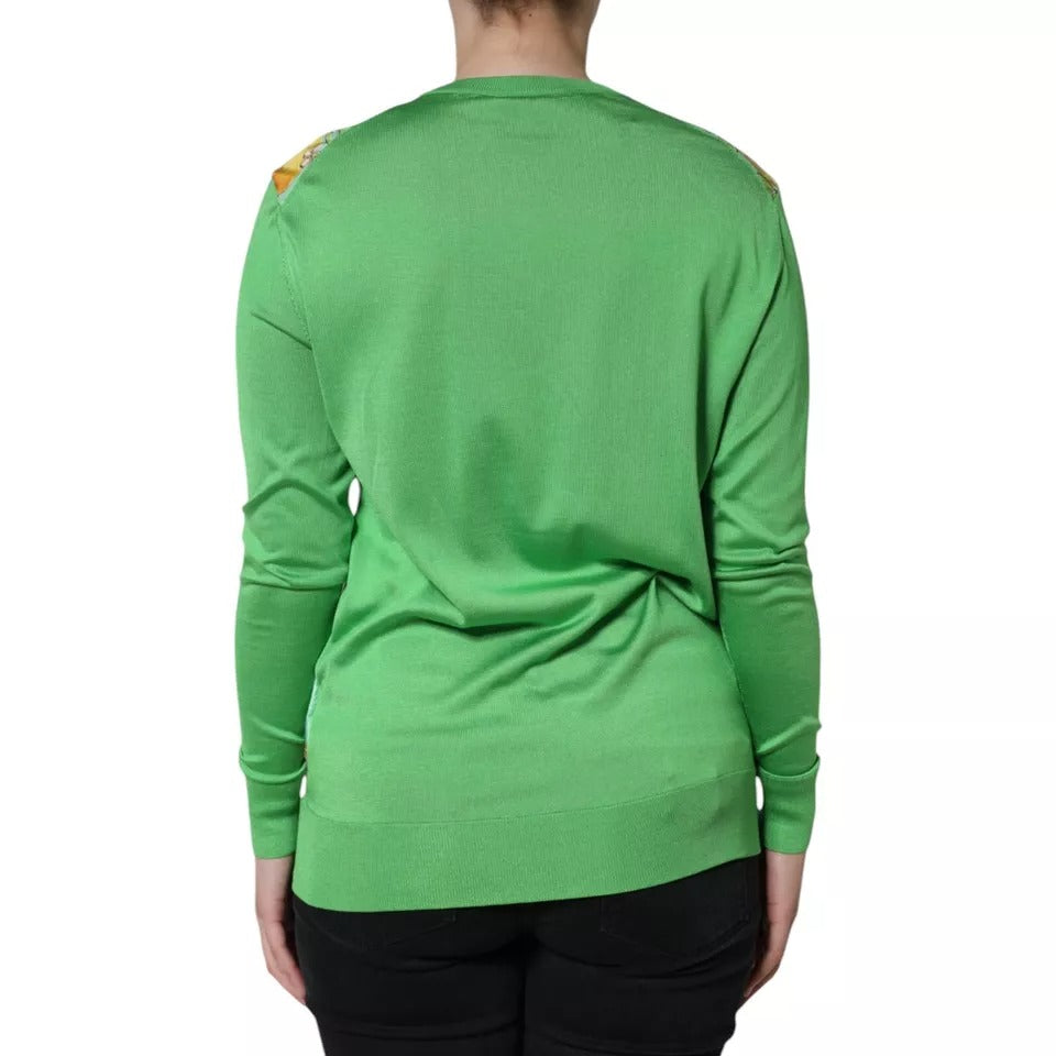 Dolce & Gabbana Maglione in seta verde Granita al limone a maniche lunghe