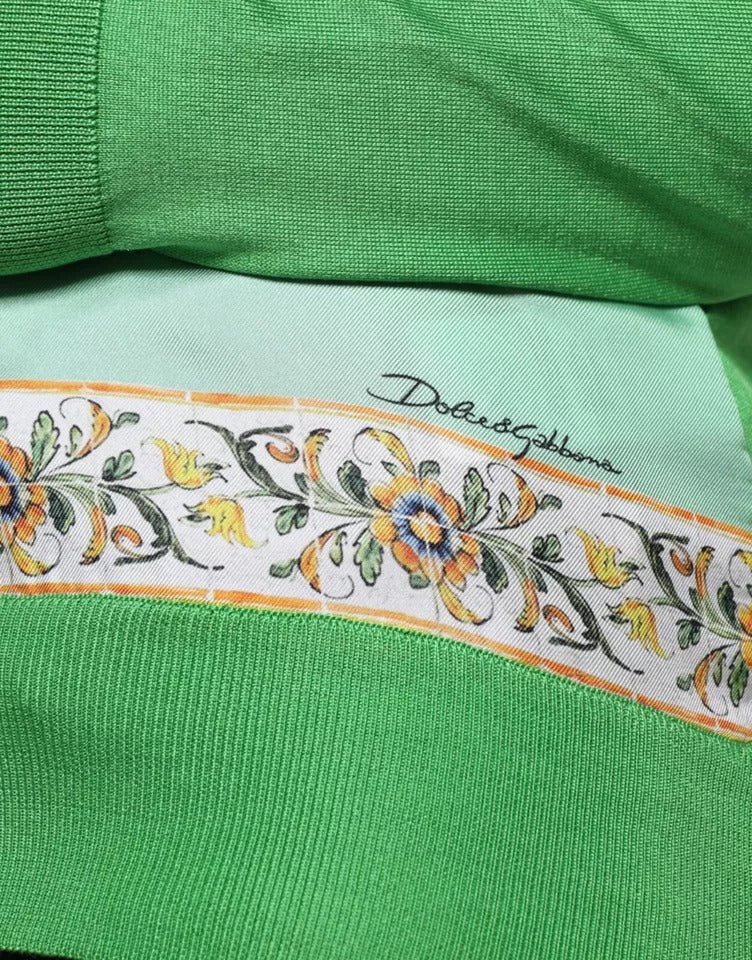 Dolce & Gabbana Maglione in seta verde Granita al limone a maniche lunghe
