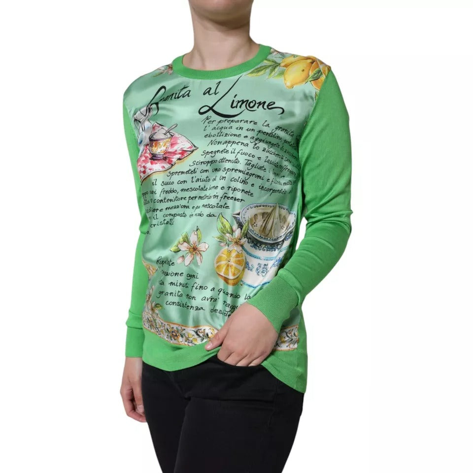 Dolce & Gabbana Maglione in seta verde Granita al limone a maniche lunghe