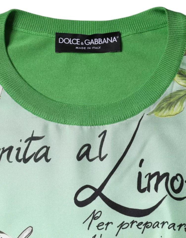 Dolce & Gabbana Maglione in seta verde Granita al limone a maniche lunghe