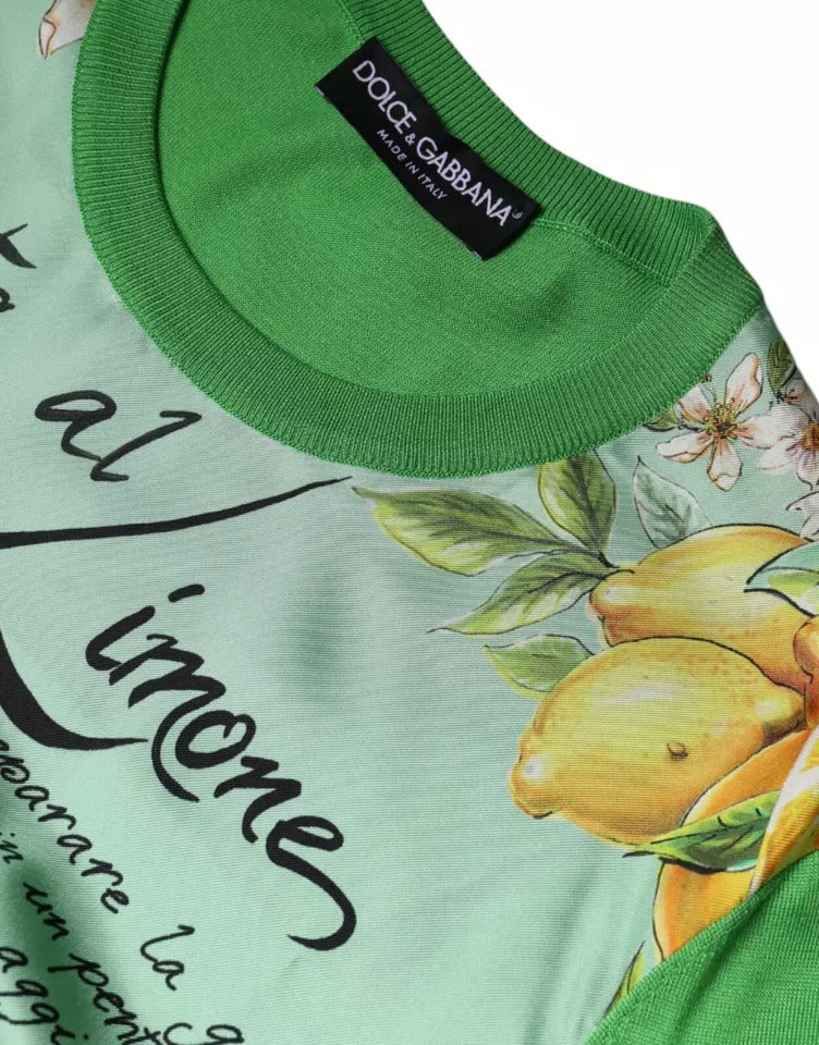 Dolce & Gabbana Maglione in seta verde Granita al limone a maniche lunghe