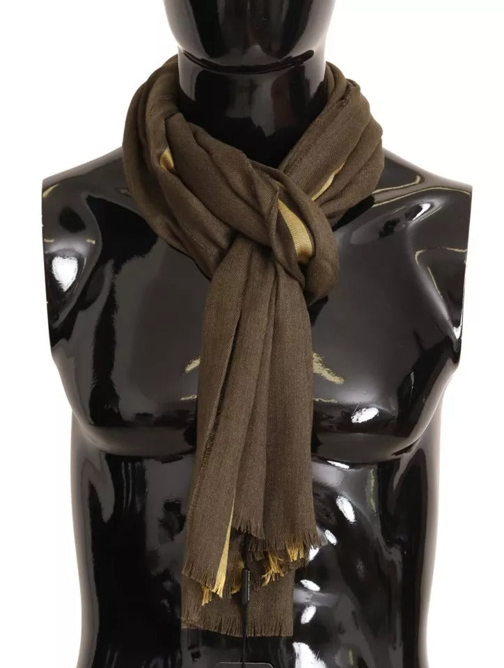 Sciarpa Dolce & Gabbana a righe verdi in cashmere con frange