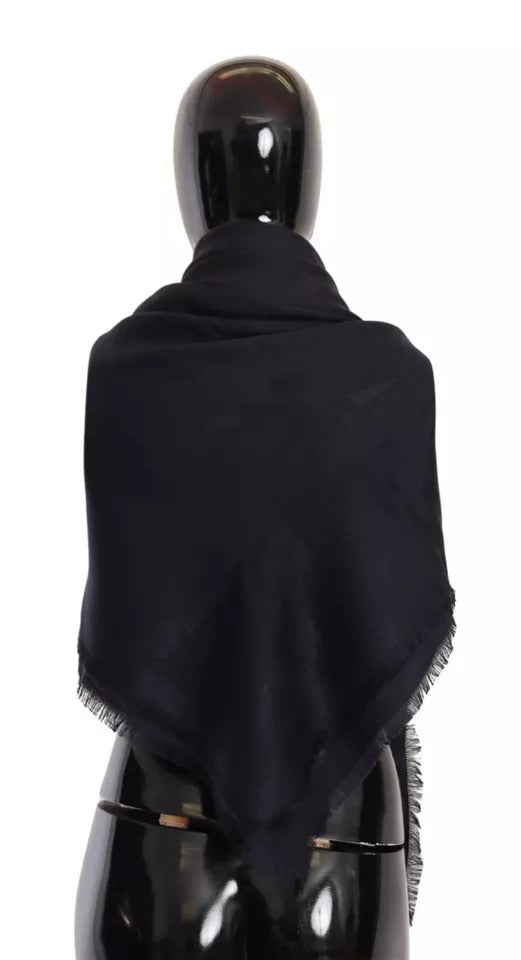 Sciarpa a mantella Dolce & Gabbana nera in seta e lana con frange