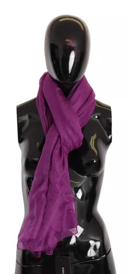 Dolce & Gabbana Sciarpa Stola Foulard in Cashmere e Seta Viola Tinta Unita
