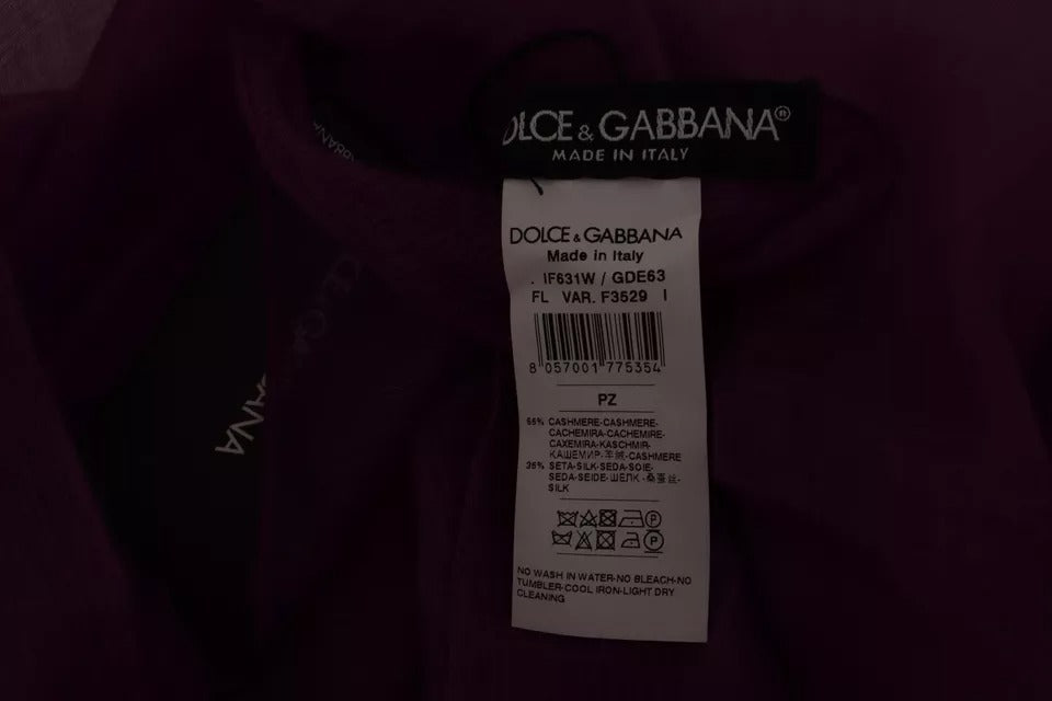 Dolce & Gabbana Sciarpa Stola Foulard in Cashmere e Seta Viola Tinta Unita