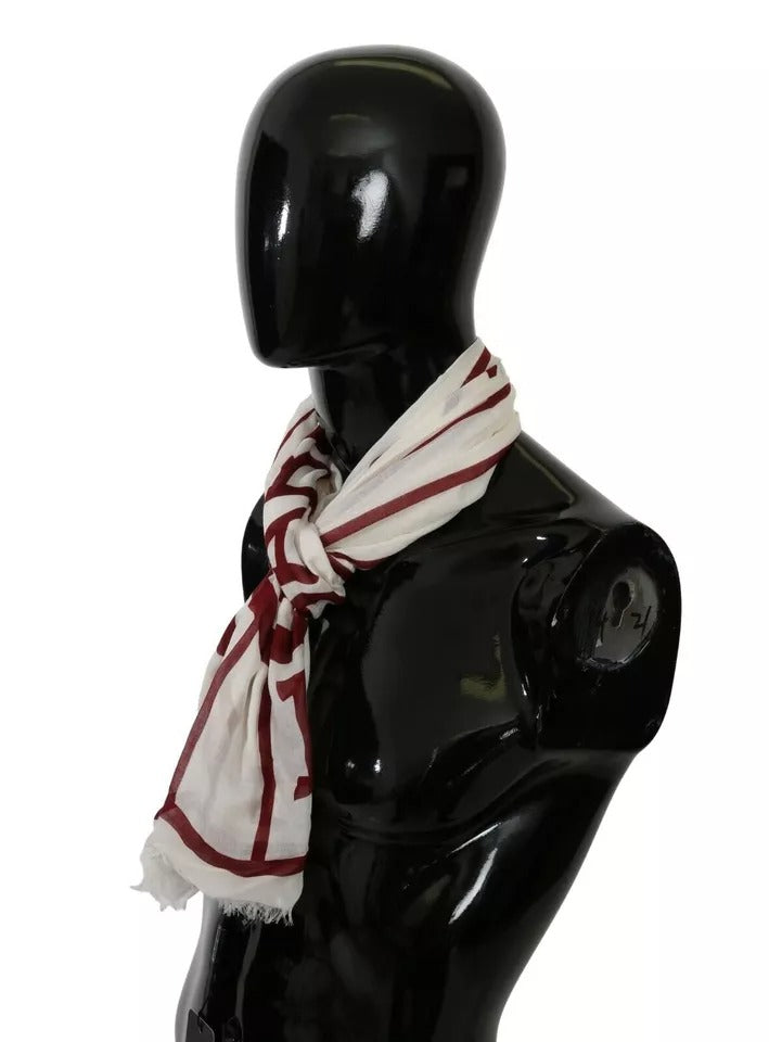 Sciarpa a foulard in modal bianca e rossa stampata Dolce & Gabbana