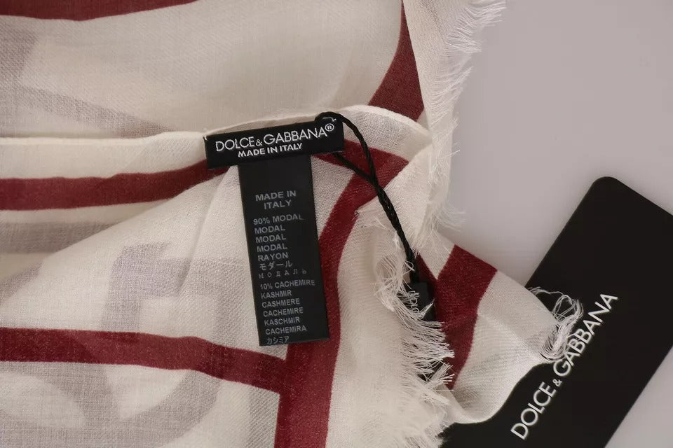 Sciarpa a foulard in modal bianca e rossa stampata Dolce & Gabbana