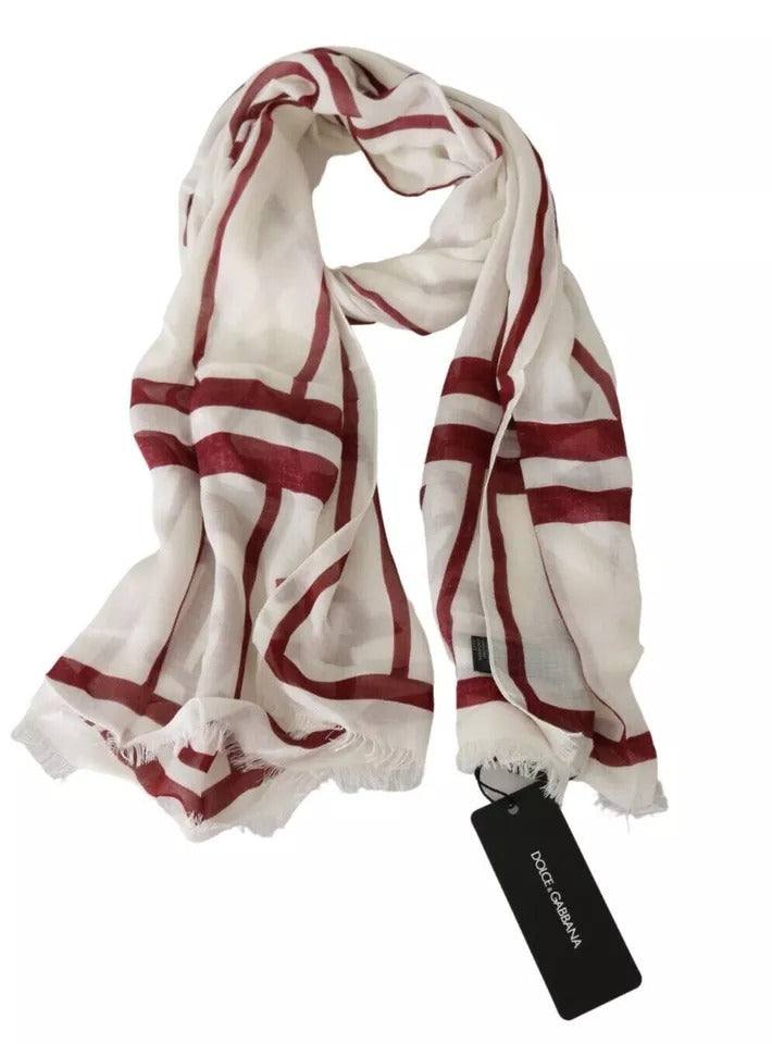 Sciarpa a foulard in modal bianca e rossa stampata Dolce & Gabbana