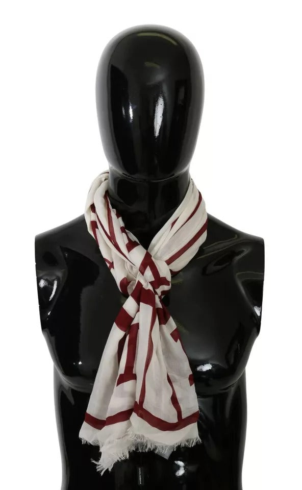 Sciarpa a foulard in modal bianca e rossa stampata Dolce & Gabbana