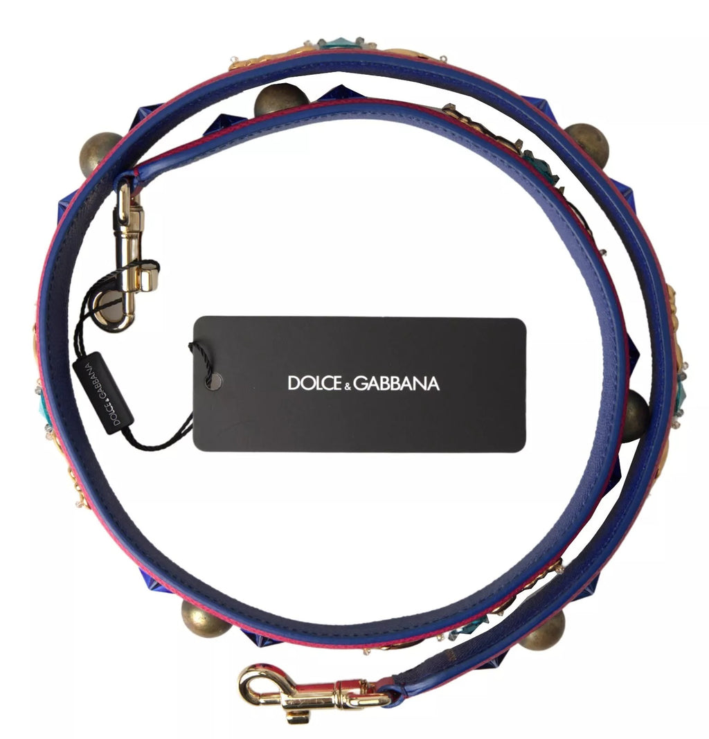 Tracolla Dolce & Gabbana rosa in pelle esotica borchiata