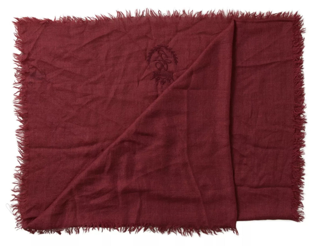 Sciarpa/Stola in cashmere bordeaux di Dolce & Gabbana con frange