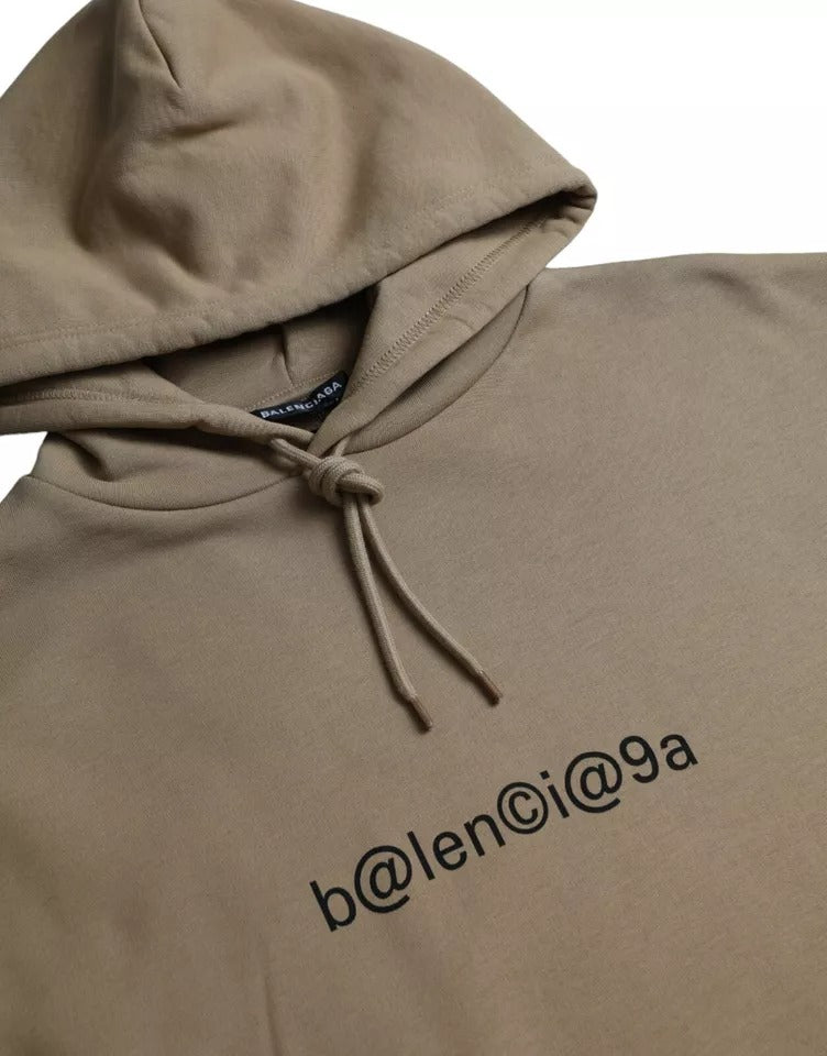 Felpa con cappuccio Balenciaga in mollettone riccio simbolico di cotone marrone