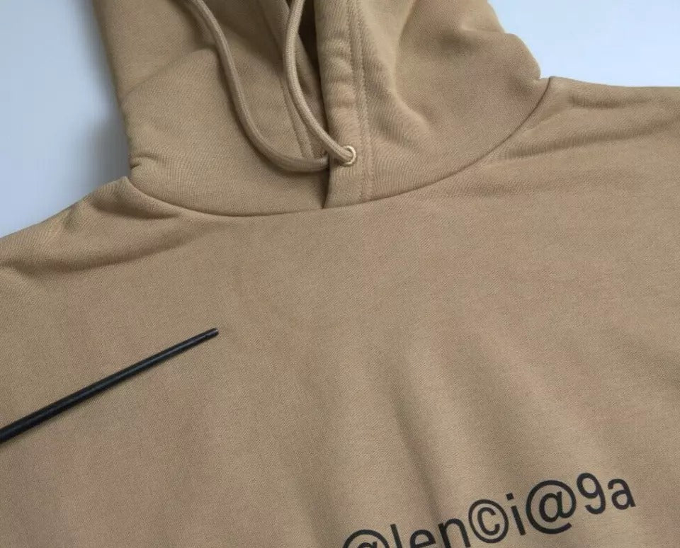 Felpa con cappuccio Balenciaga in mollettone riccio simbolico di cotone marrone