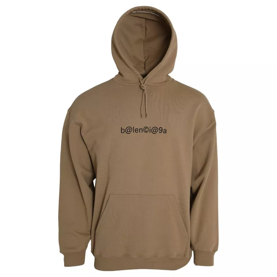 Felpa con cappuccio Balenciaga in mollettone riccio simbolico di cotone marrone