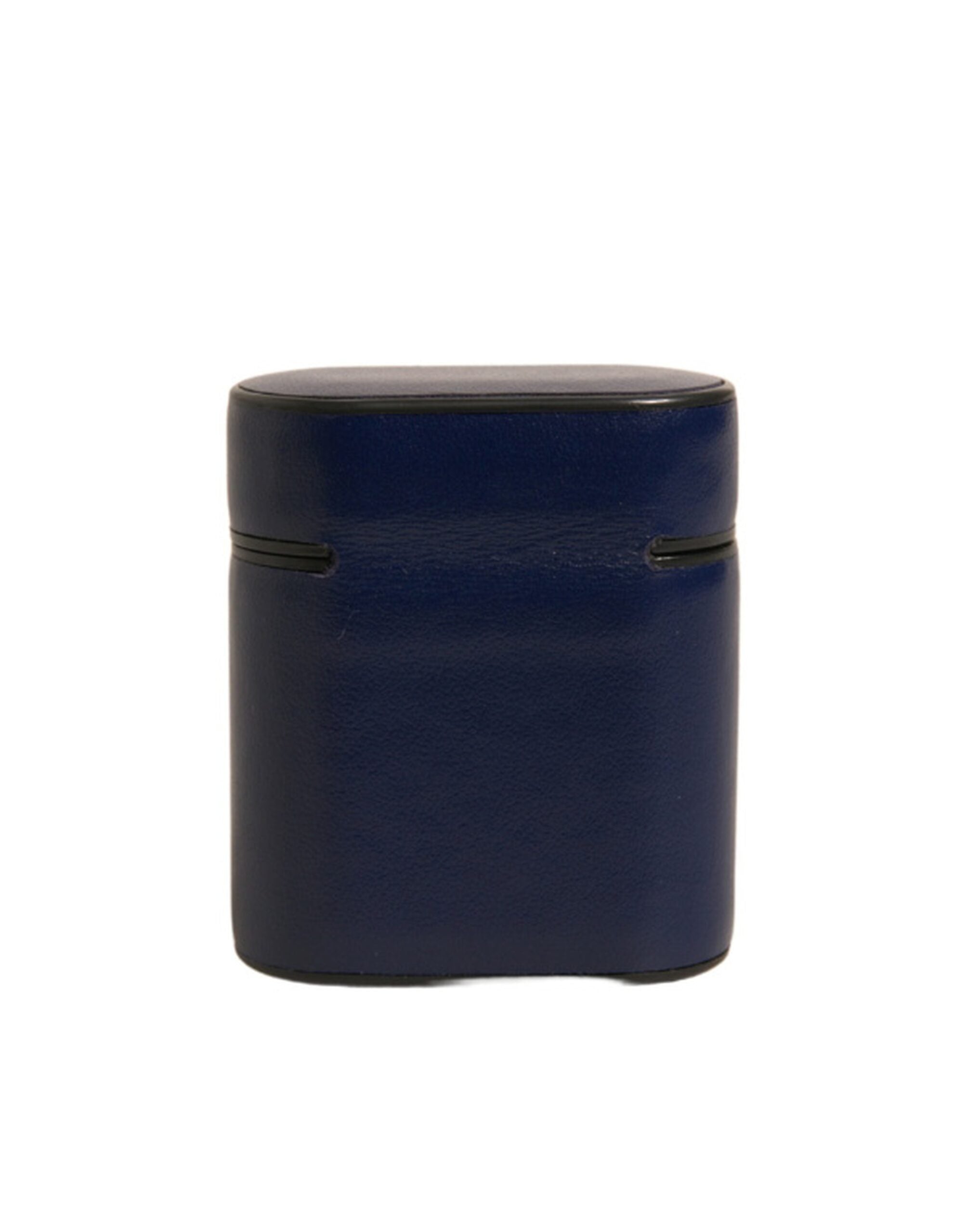 Custodia per Airpods Dolce & Gabbana in pelle blu con logo stampato e chiusura a scatto