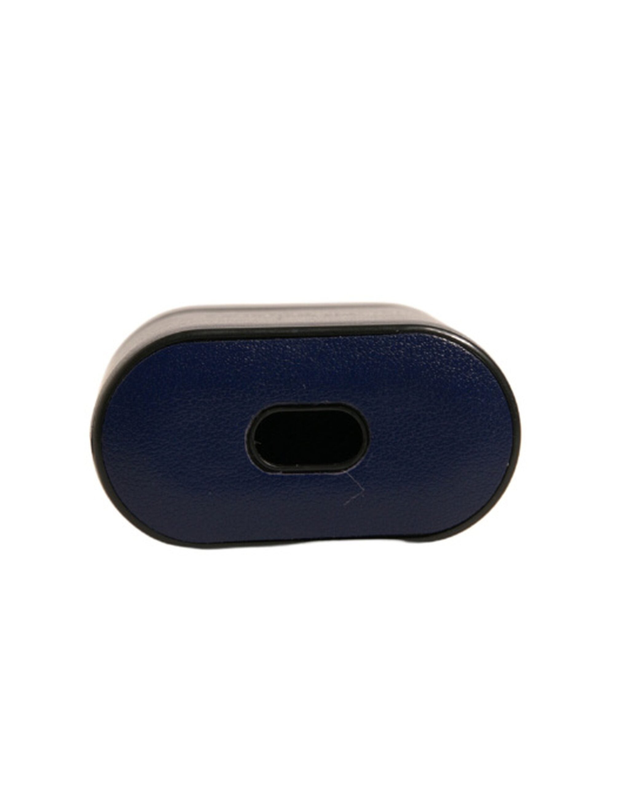 Custodia per Airpods Dolce & Gabbana in pelle blu con logo stampato e chiusura a scatto