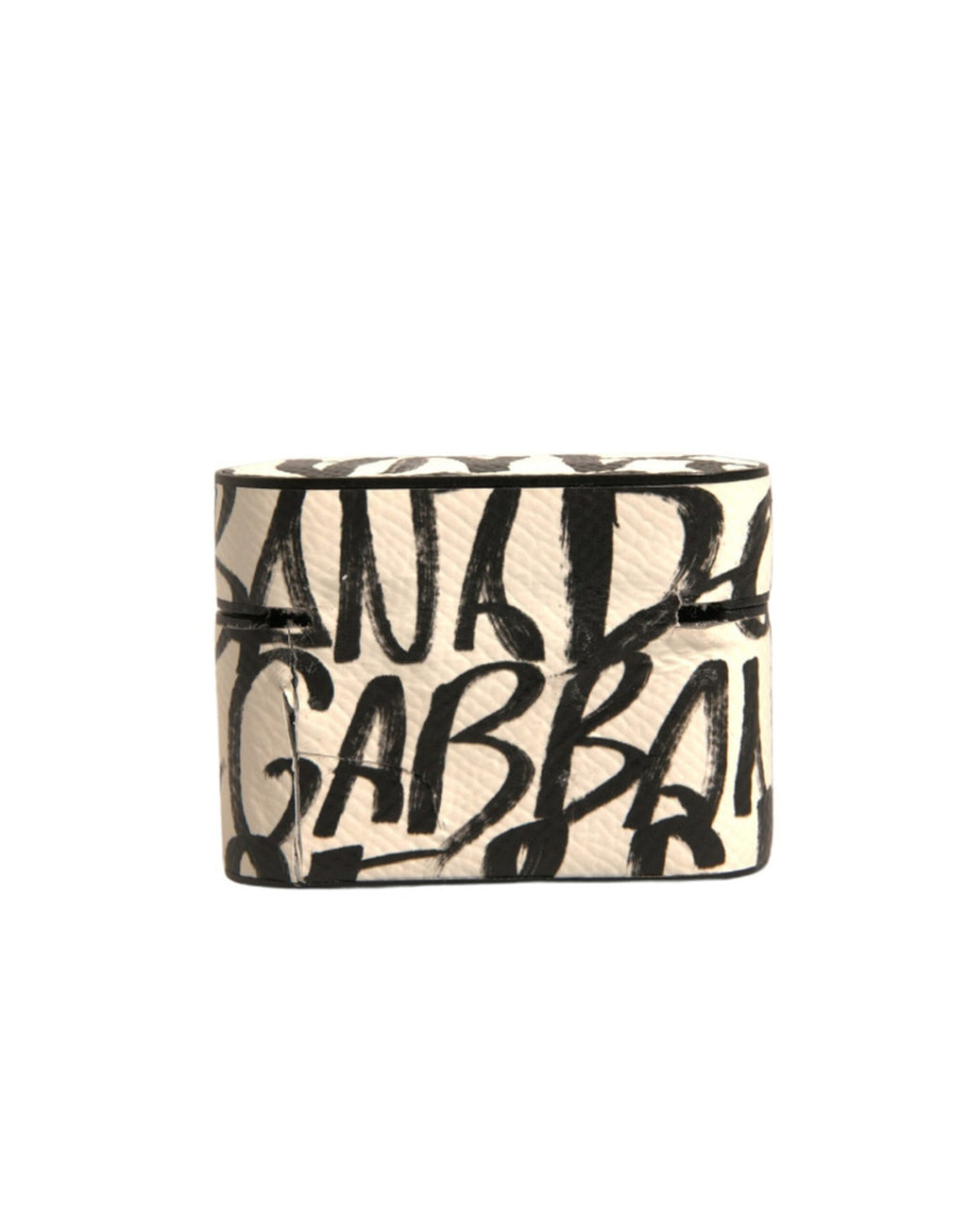 Custodia per Airpods Dolce & Gabbana in Pelle Nera e Bianca con Logo a Scarabocchio in Rilievo