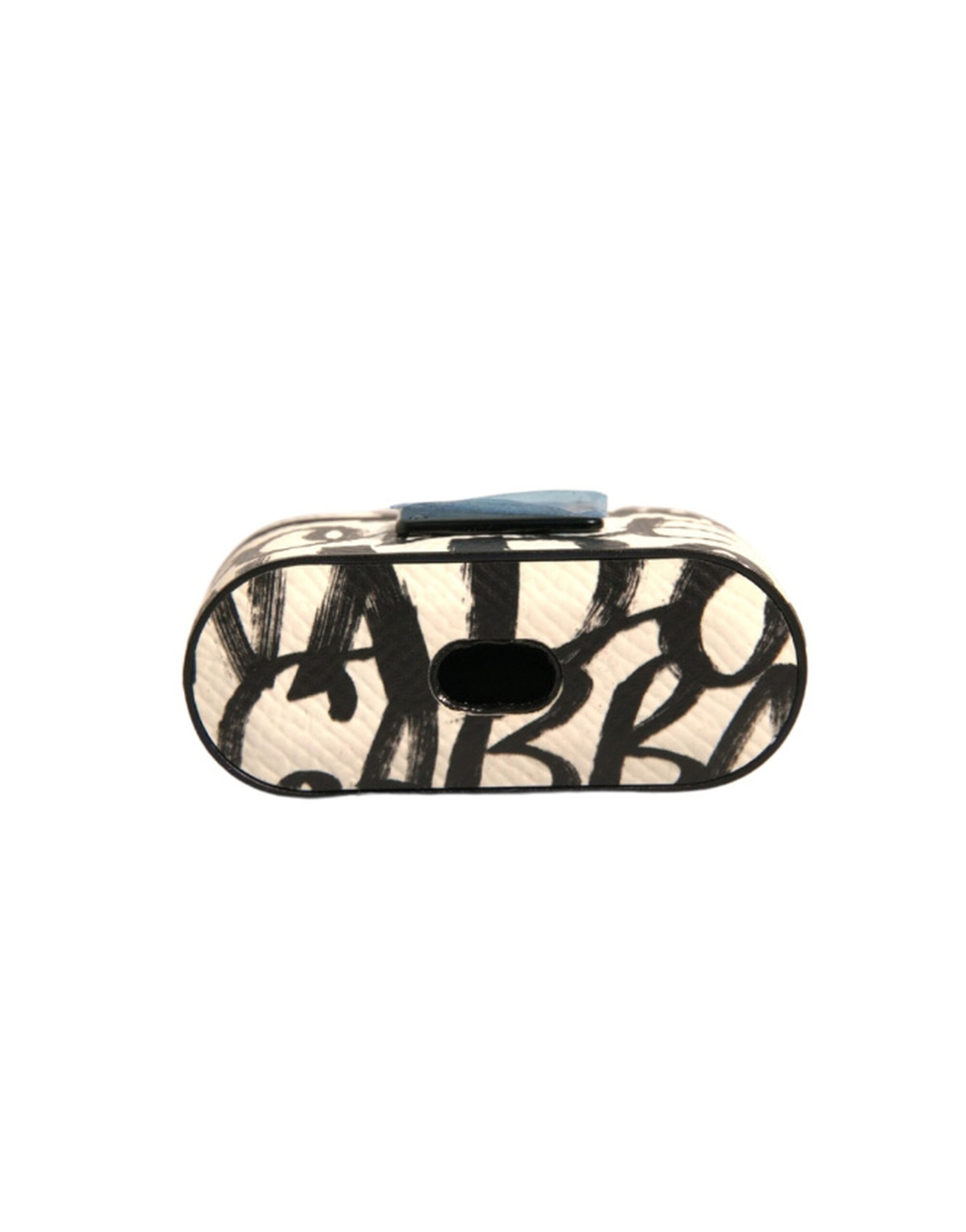 Custodia per Airpods Dolce & Gabbana in Pelle Nera e Bianca con Logo a Scarabocchio in Rilievo