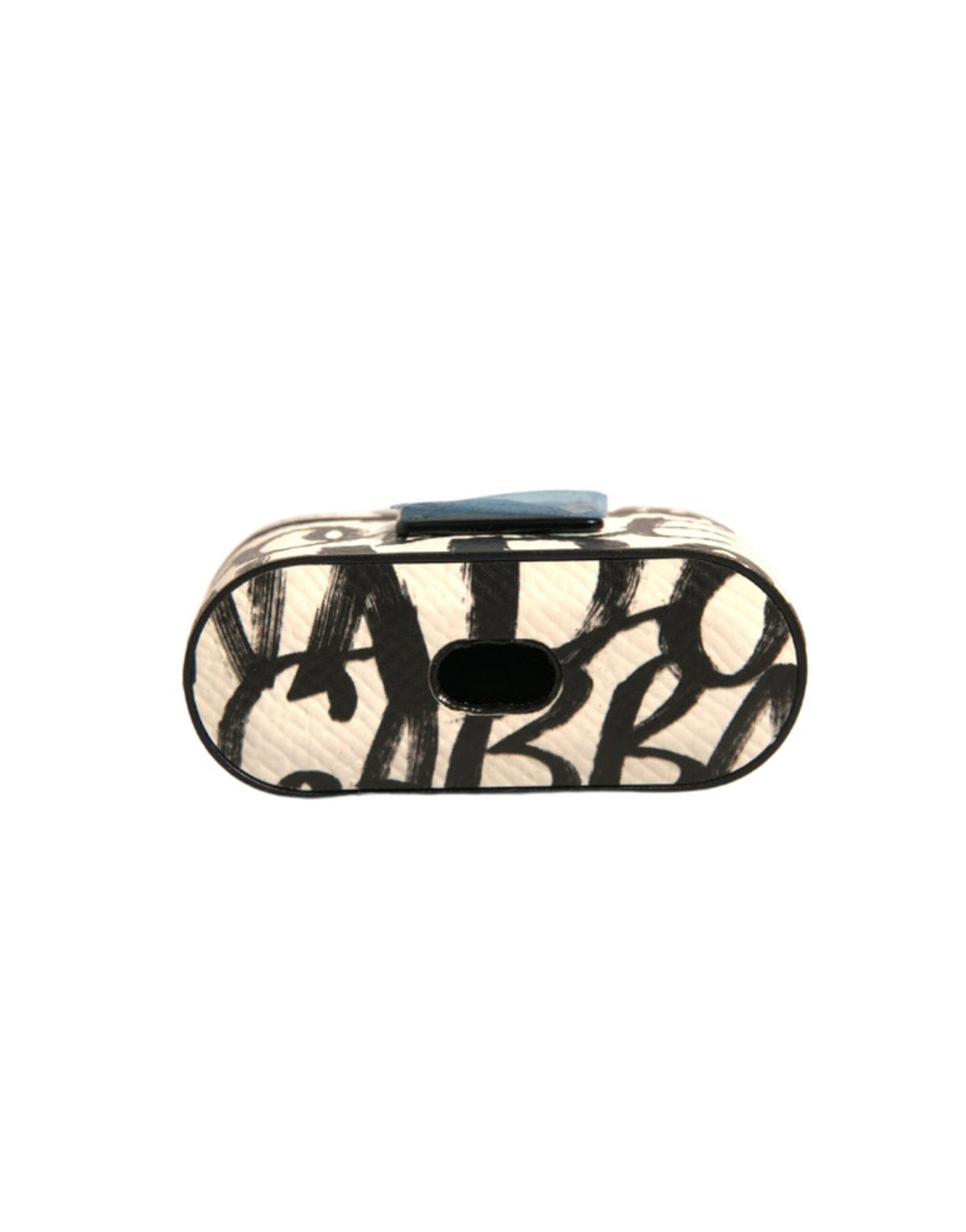 Custodia per Airpods Dolce & Gabbana in Pelle Nera e Bianca con Logo a Scarabocchio in Rilievo