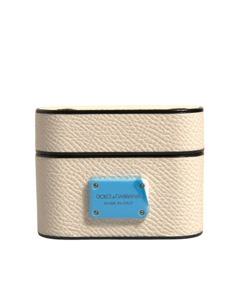 Dolce & Gabbana Custodia per Airpods in Pelle Bianca con Placca Logo in Metallo