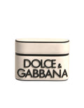Custodia per AirPods Dolce & Gabbana in PVC bianco con placca logo in rilievo