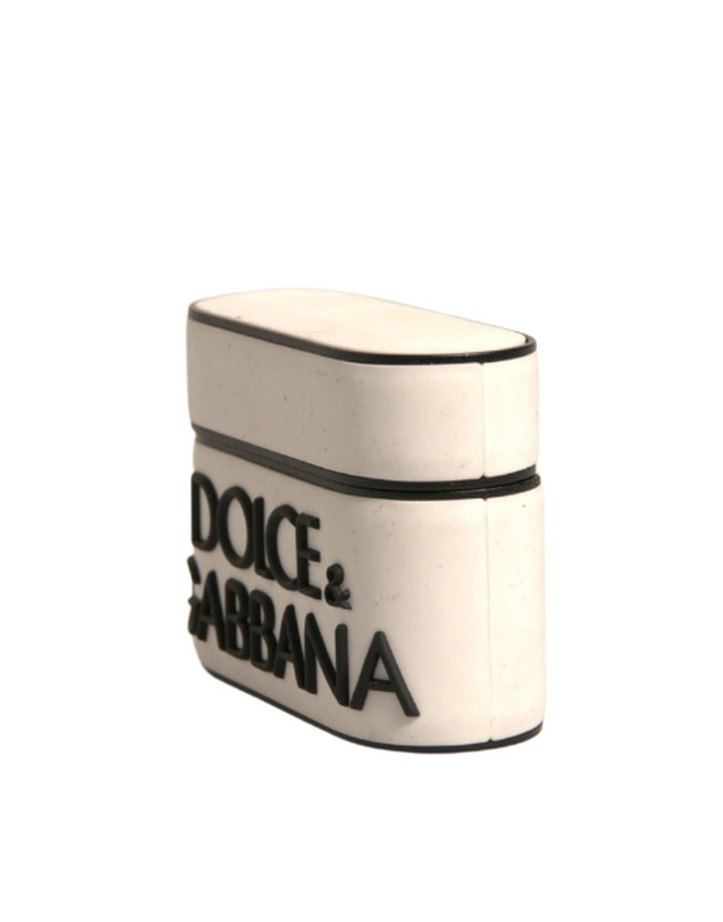 Custodia per AirPods Dolce & Gabbana in PVC bianco con placca logo in rilievo