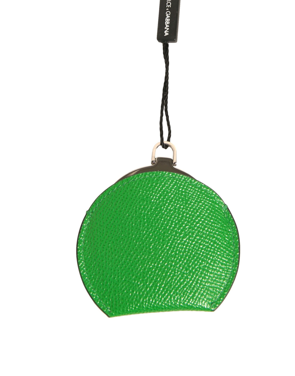 Portaspecchio rotondo Dolce & Gabbana in pelle di vitello verde con logo