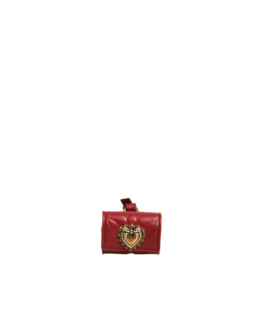 Custodia per Airpod Dolce & Gabbana Devotion Heart con cinturino in pelle nera