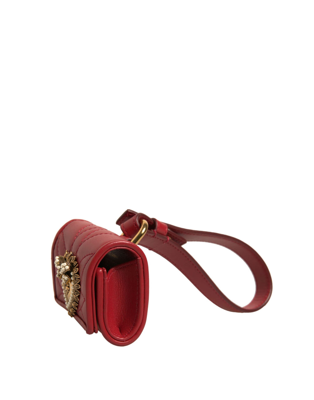 Custodia per Airpod Dolce & Gabbana Devotion Heart con cinturino in pelle nera