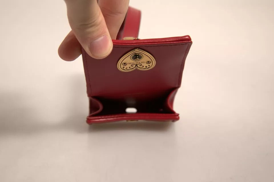 Custodia per Airpod Dolce & Gabbana Devotion Heart con cinturino in pelle nera