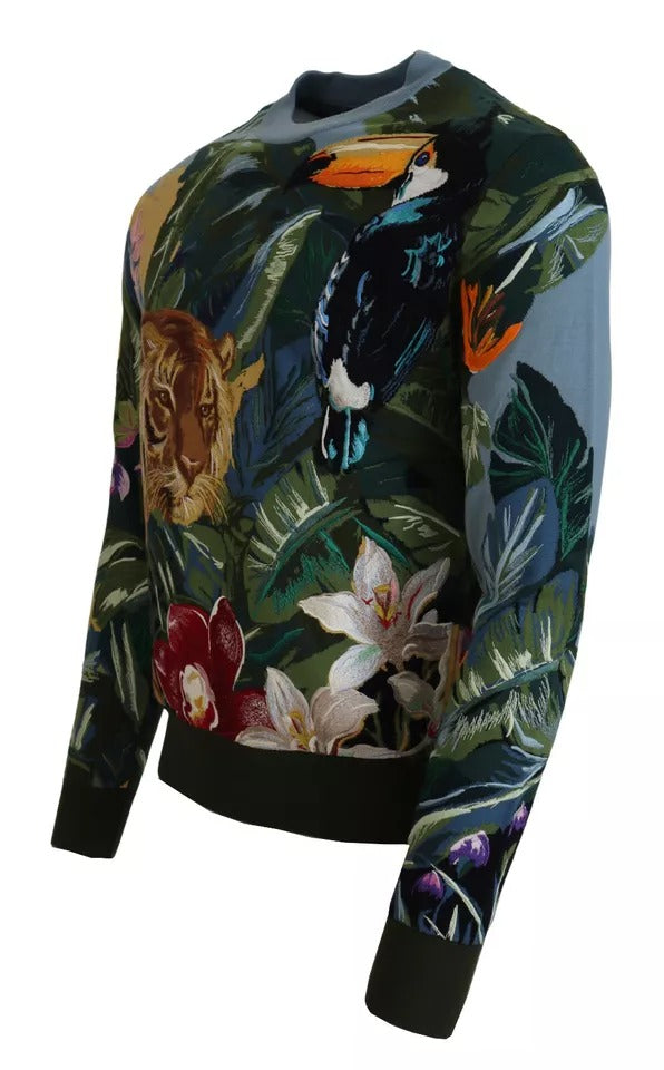 Dolce & Gabbana Maglione in lana e seta con logo Jungle